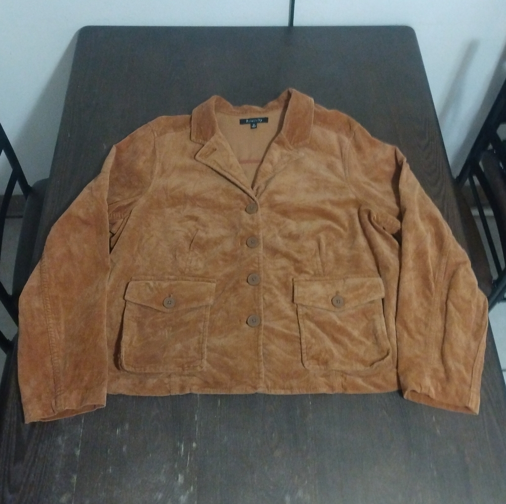 Vintage Relativity Tan/Brown Corduroy Button-Up Blazer Jacket Size 1X
